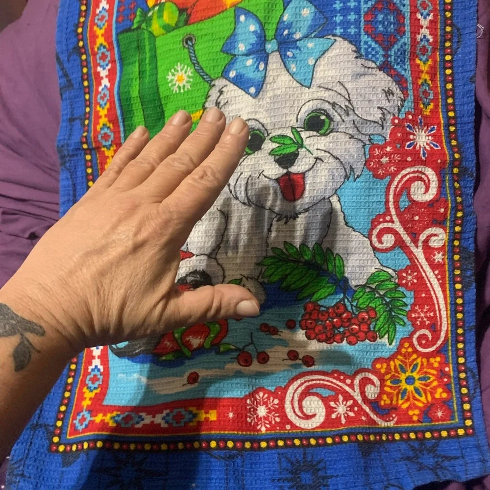 Blue Dog Tapestry with Bow